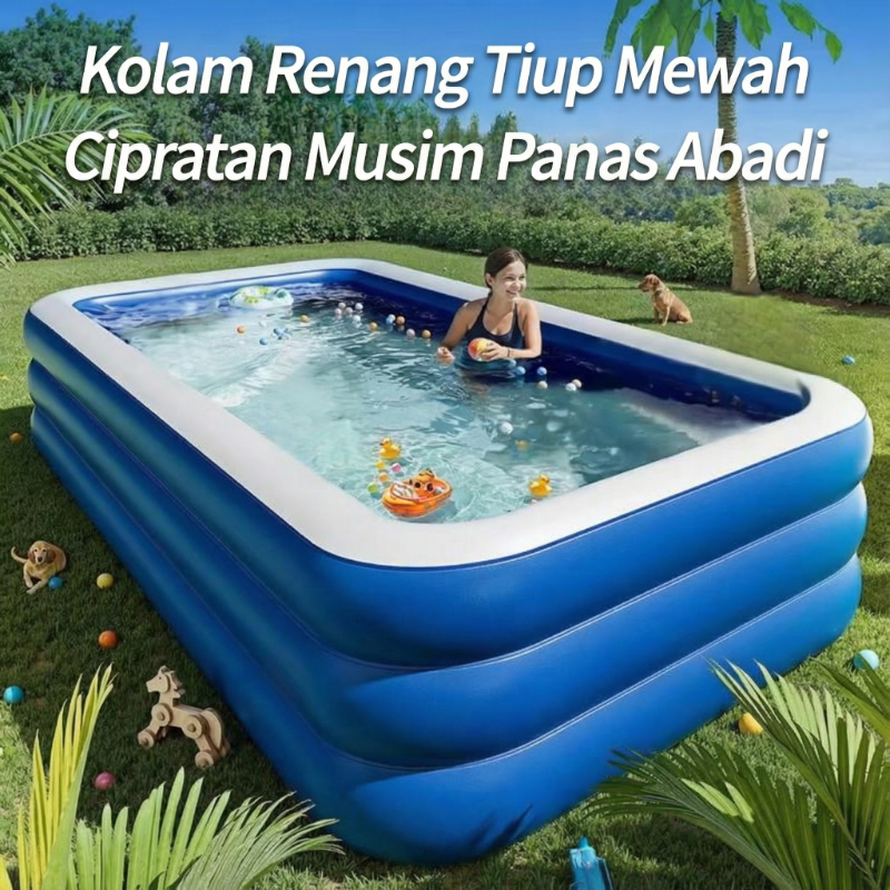Interaksi orang tua-anak keluarga PVC yang ramah lingkungan, kolam renang tiup rumah kolam renang ke