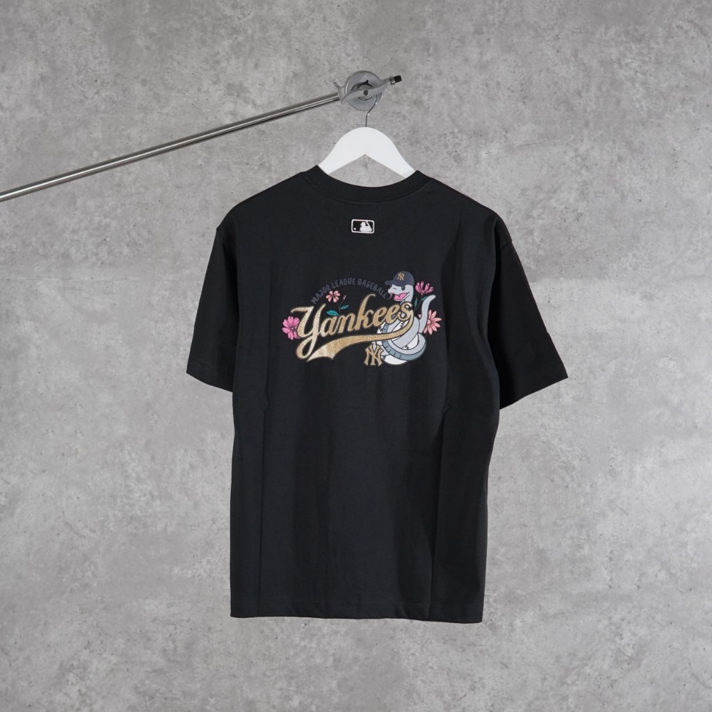 Kaos MLB NY YANKEES FLOWER SNAKE GOLD BLACK TSHIRT 100% ORIGINAL