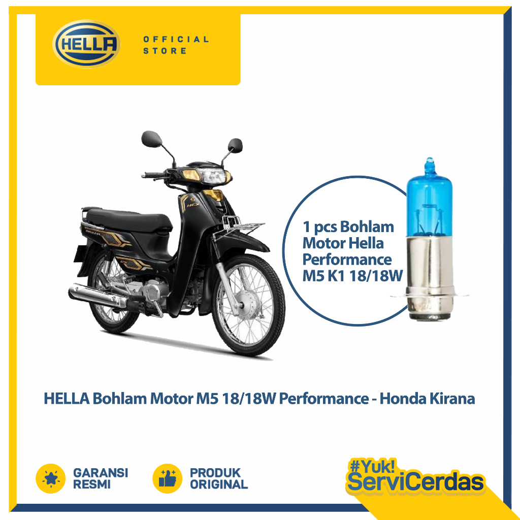 Bohlam Motor Hella Honda Kirana (2002-2005) M5 12V 18/18W 4500K Performance - Lampu Motor