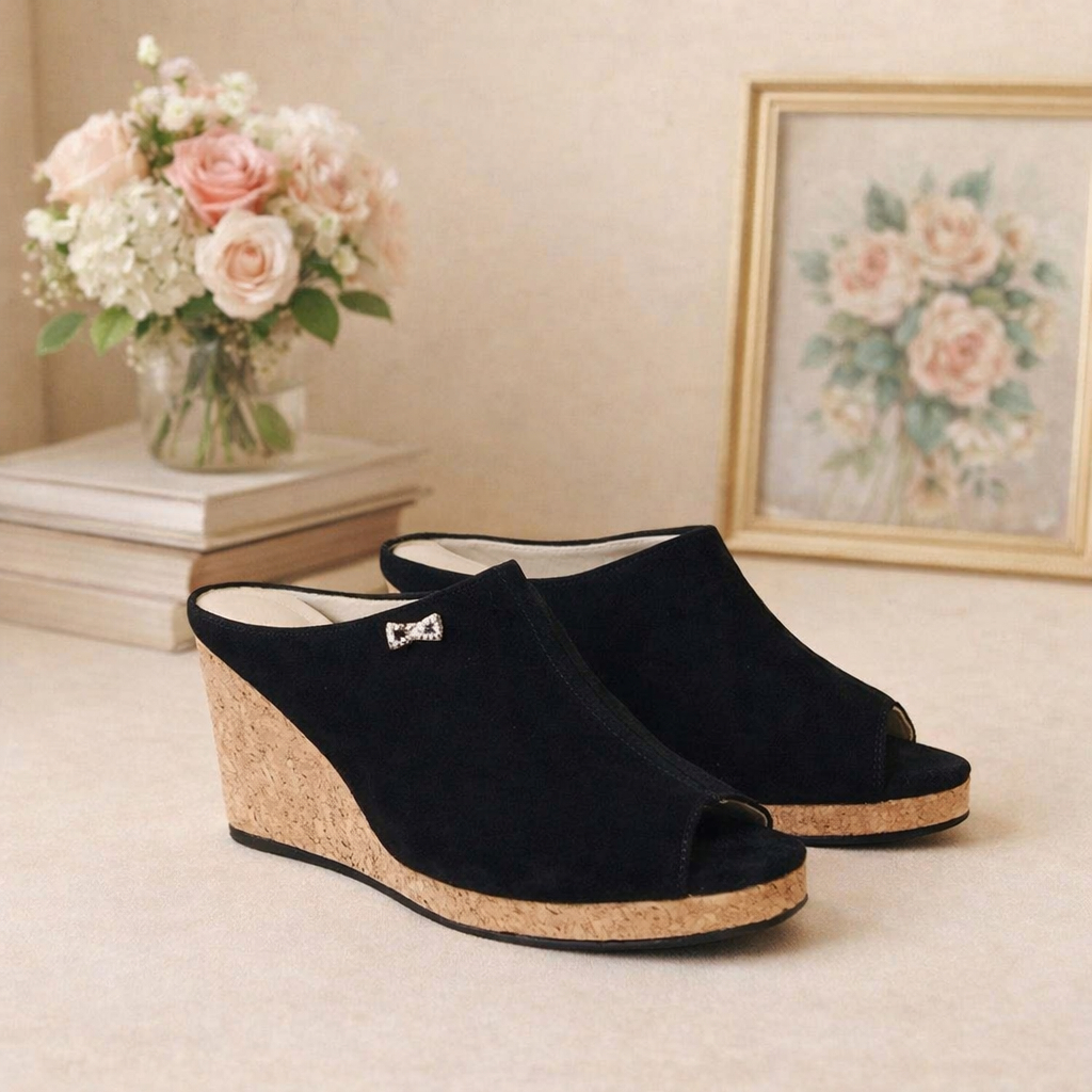 BIG SIZE 40-45 | Sandal Wedges Slop Casual Pesta Wanita Ukuran Jumbo | A120 Beige