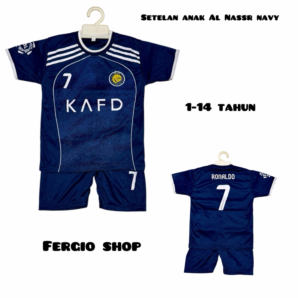 setelan baju bola anak Al Nassr/ kaos bola anak Ronaldo/ baju bola anak terbaru