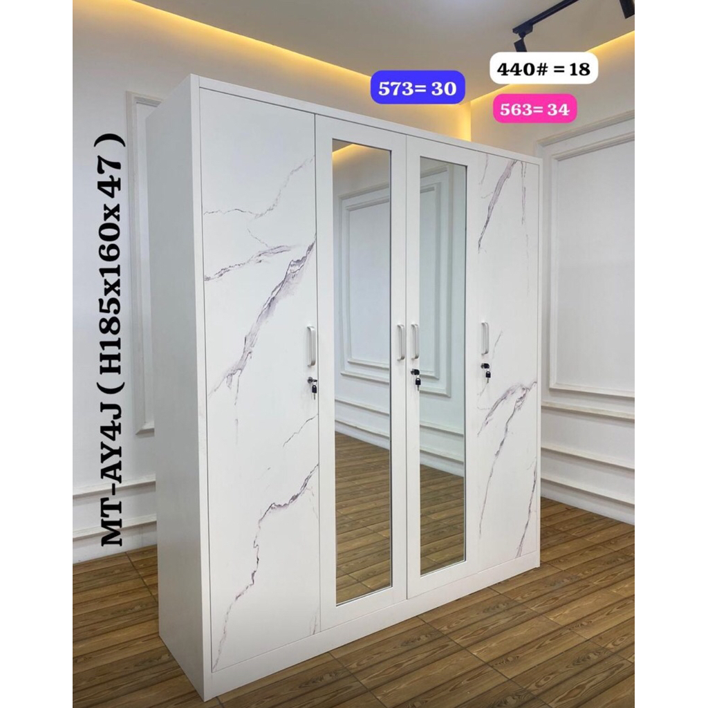 Lemari pakaian besi 4pintu buka tutup