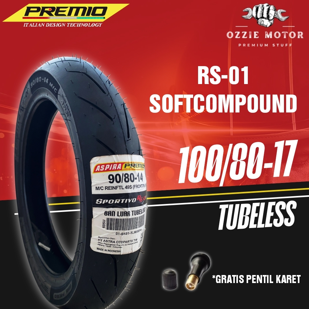 ASPIRA PREMIO SPORTIVO RS 01 RACING SOFTCOMPOUND BAN TUBELESS RING 17 UKURAN 90/80-17 | 100/80-17 BA