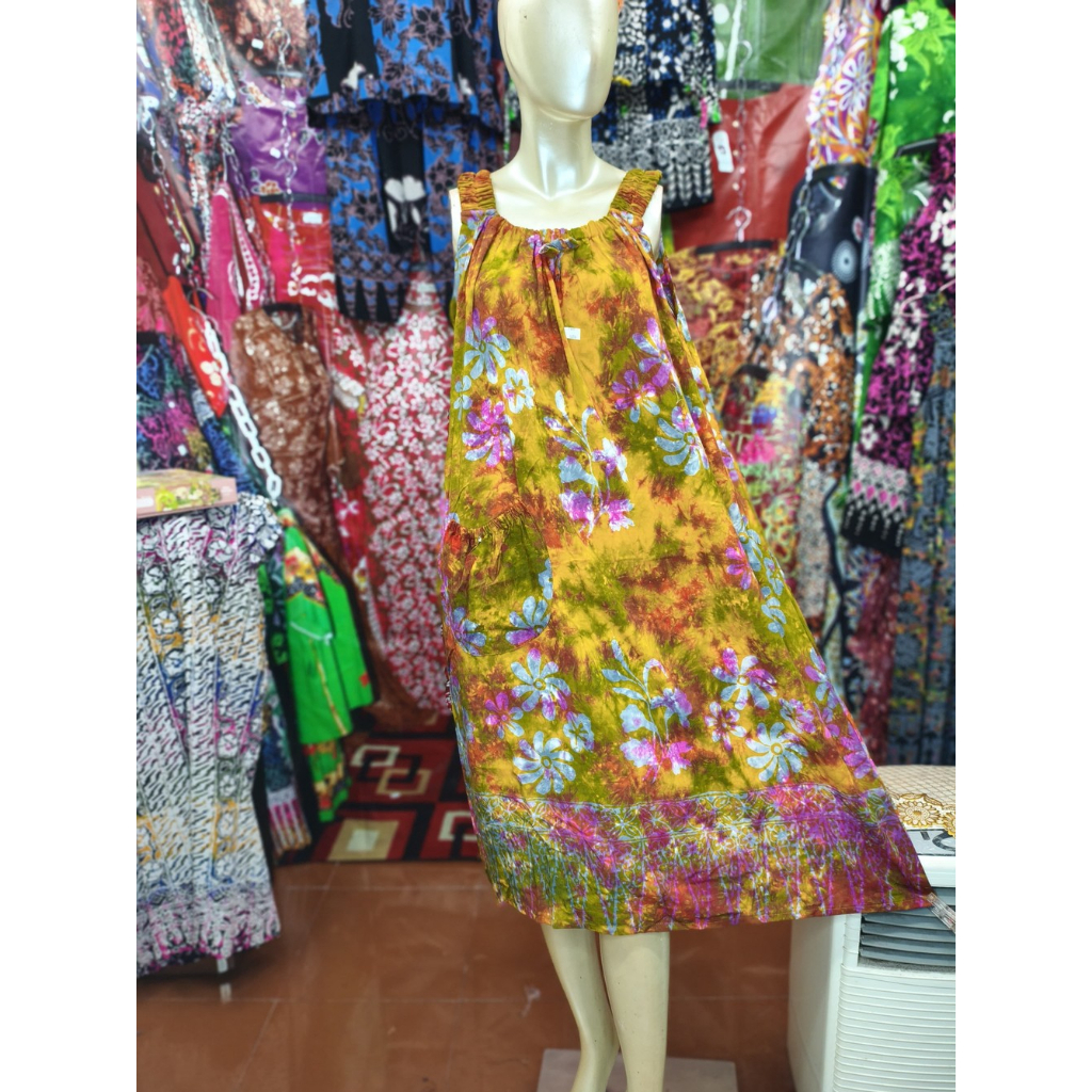 Daster Lie Ing Jumbo Batik Cetak Premium Tali Papan Karet Kantong Satu LD 120 cm | Adem Nyaman