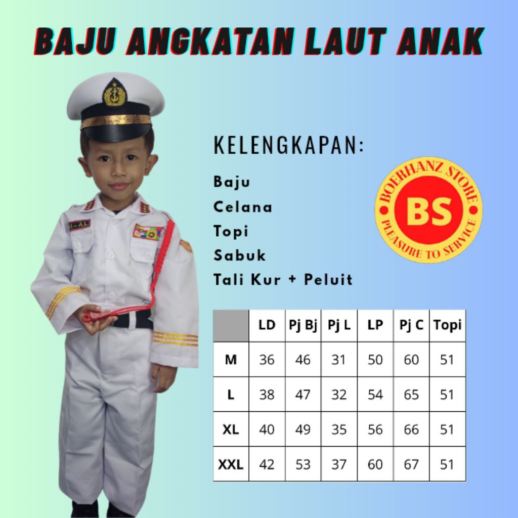 Seragam/Baju Karnaval Profesi Angkatan Laut Anak TK Standar