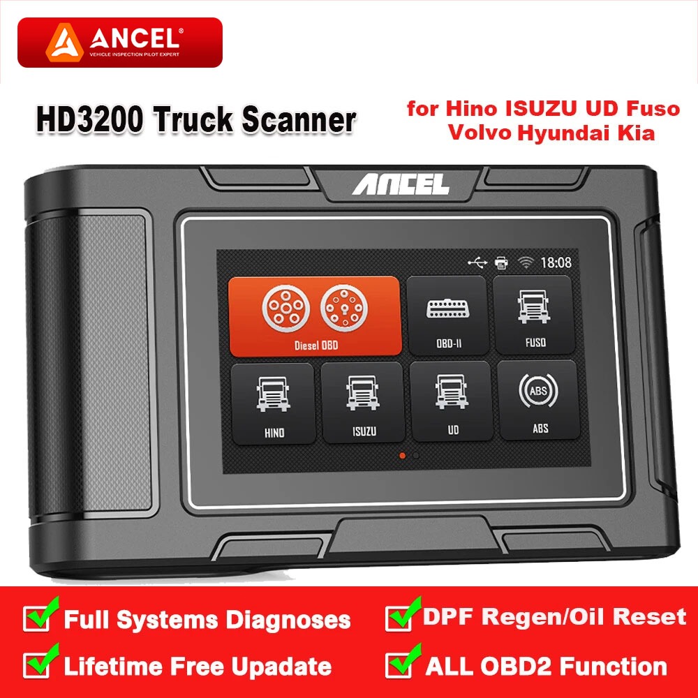 ANCEL HD3200 OBD2 Scanner Truk Berat DPF Reset Semua Sistem Alat Diagnostik Mobil Car Truk OBDII Sca