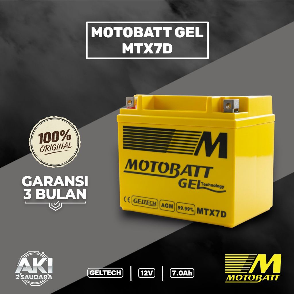 AKI MOTOR GEL (KERING) MOTOBATT MTX7D 12V 7.0Ah UNTUK MOTOR TIGER, NOUVO, SCORPIO