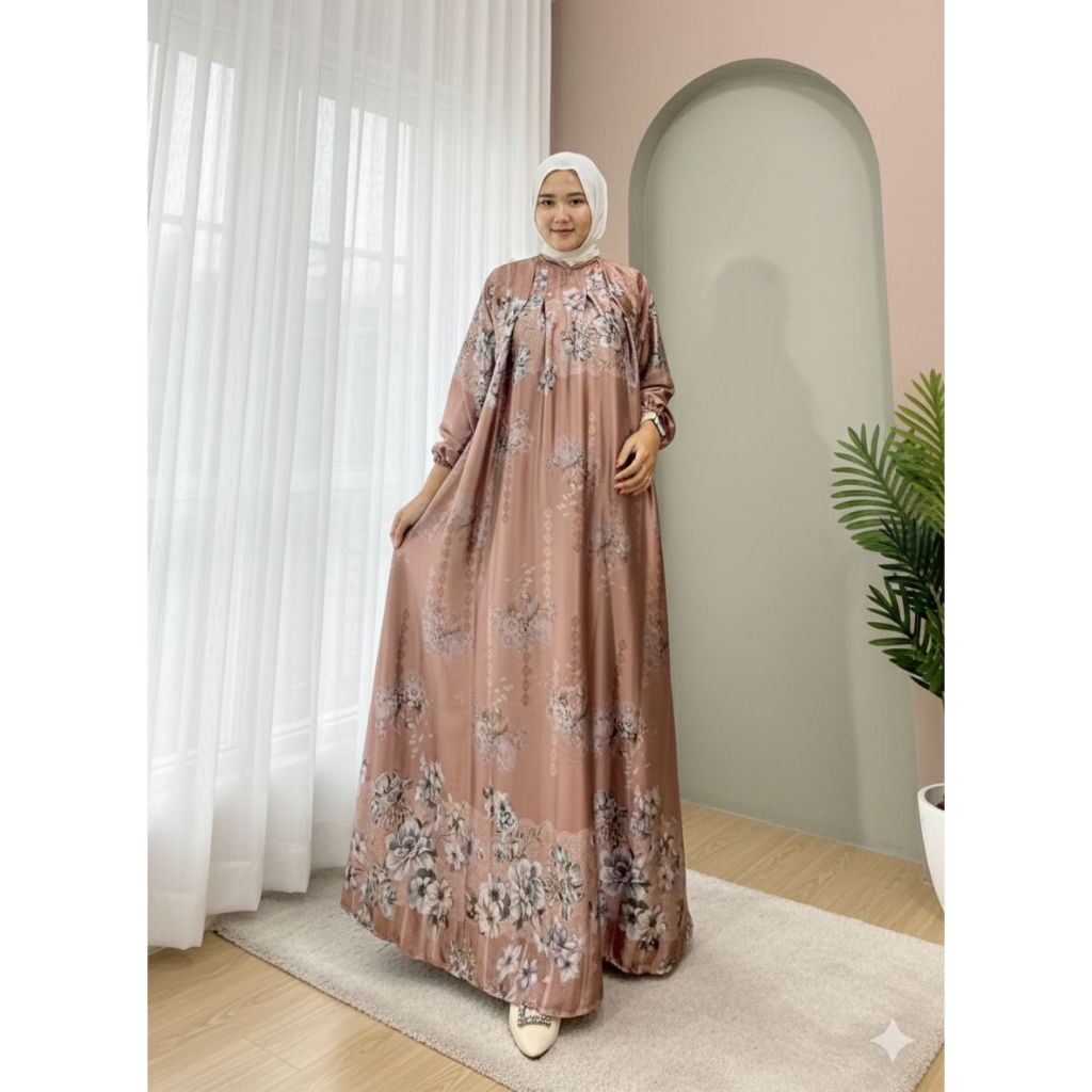 Dress Lyodra Gamis BabyDoll Digital Printing Gamis wanita kekinian