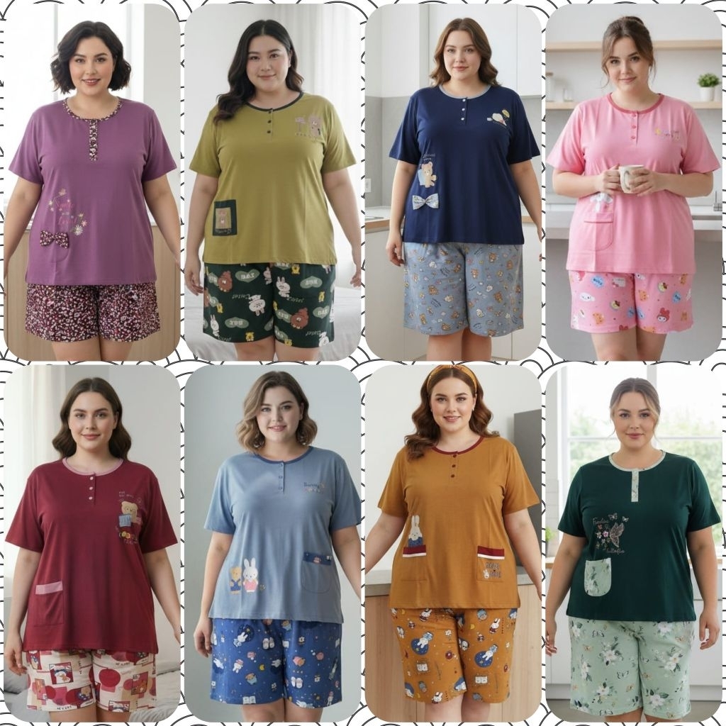 Babydoll jumbo hotpant dan kutung singlet jumbo pendek anne claire