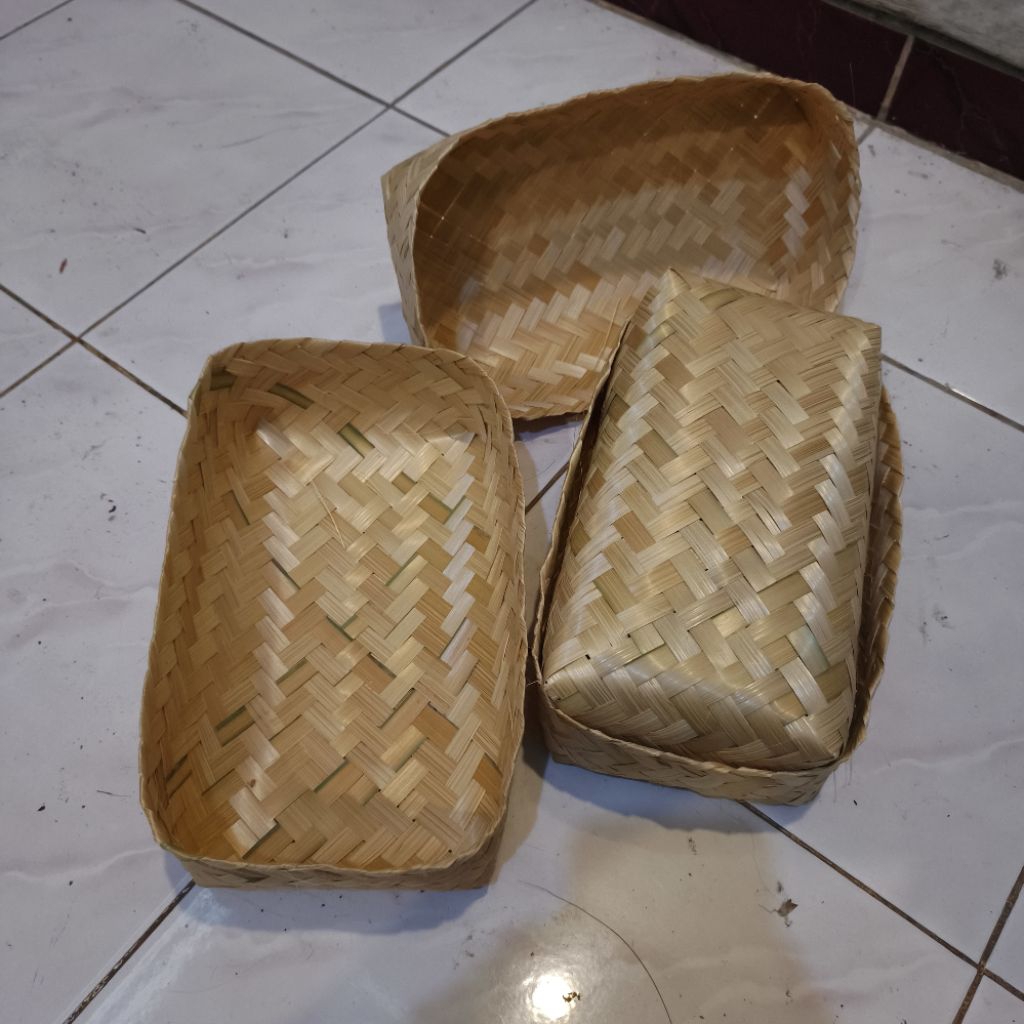 Besek Bambu 12x25 Kotak Hampers Persegi Panjang Wadah Hantaran Souvenir​ Wadah anyaman bambu berkual
