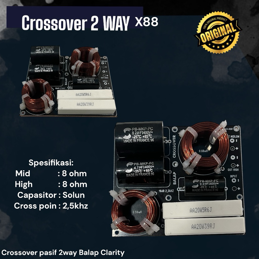 CROSSOVER PASIF 2WAY 8 ohm X88 SOLUN ORIGINAL 100% CLARITY
