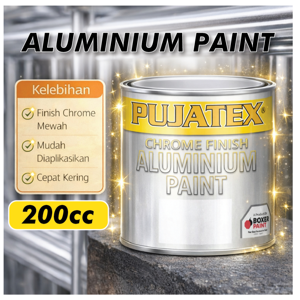 PUJATEX Aluminium Finish (200cc) Cat Sintetis Silver Chrome Aluminium