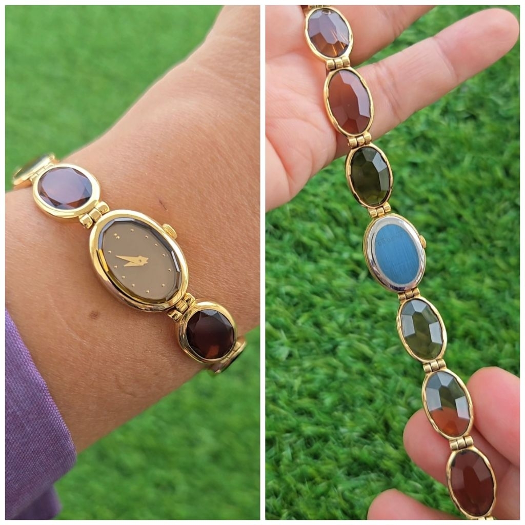 Seiko 1E20 - 3A60 Lassale Gold Plated Quartz Vintage Ladies Watch with White Dial and Oval Faceted B