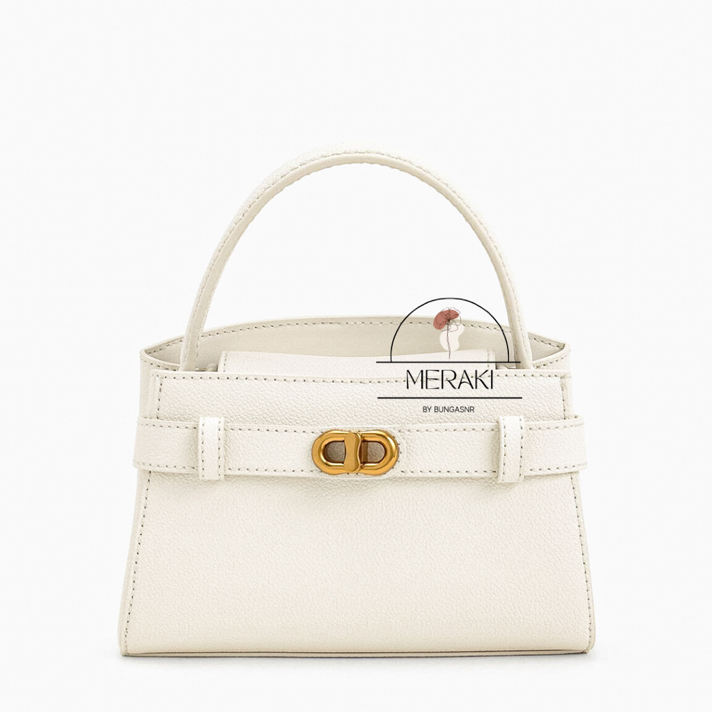 CHARLES & KEITH AUBRIELLE METALLIC BUCKLE TOP HANDLE BAG