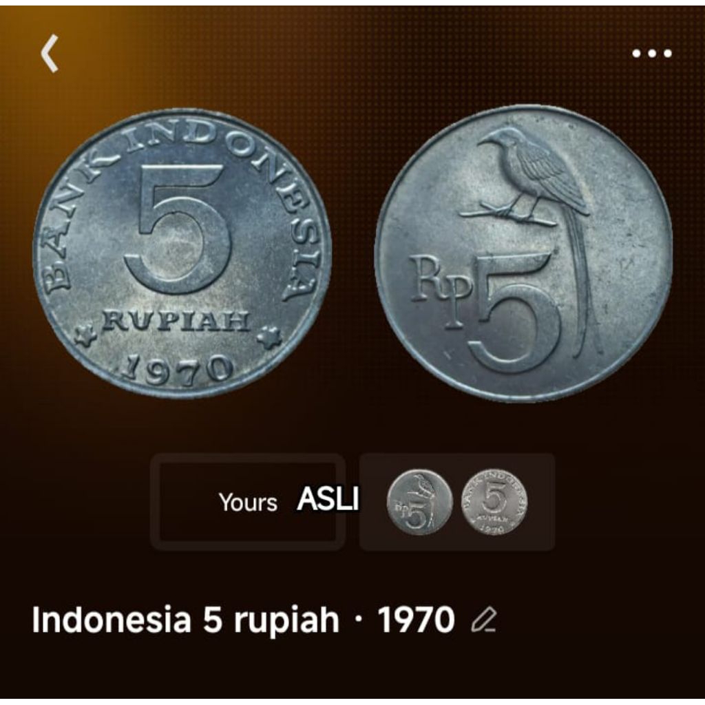 Koin Rp 5 Rupiah Burung 1970 MAHAR NIKAH koleksi uang coin logam Bekas Lama Antik Kuno Jadul Langka 