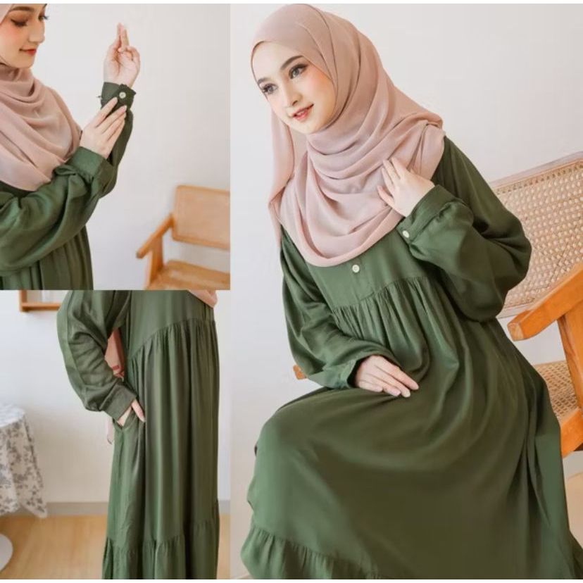 Homey Dress Gamis Polos Gamis Katun Rayon Adem - Gamis Susun Bahan Rayon Twil Premium Terlaris