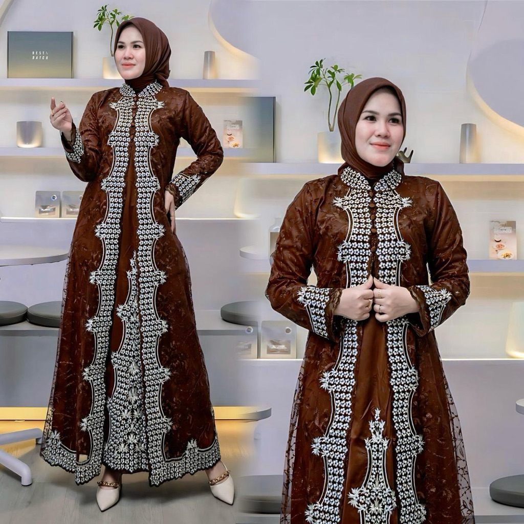 Gamis Belleza Premium Bordir Tempel Mewah Elegan Pesta Kondangan Terima Sergaman Pesta Tersedia