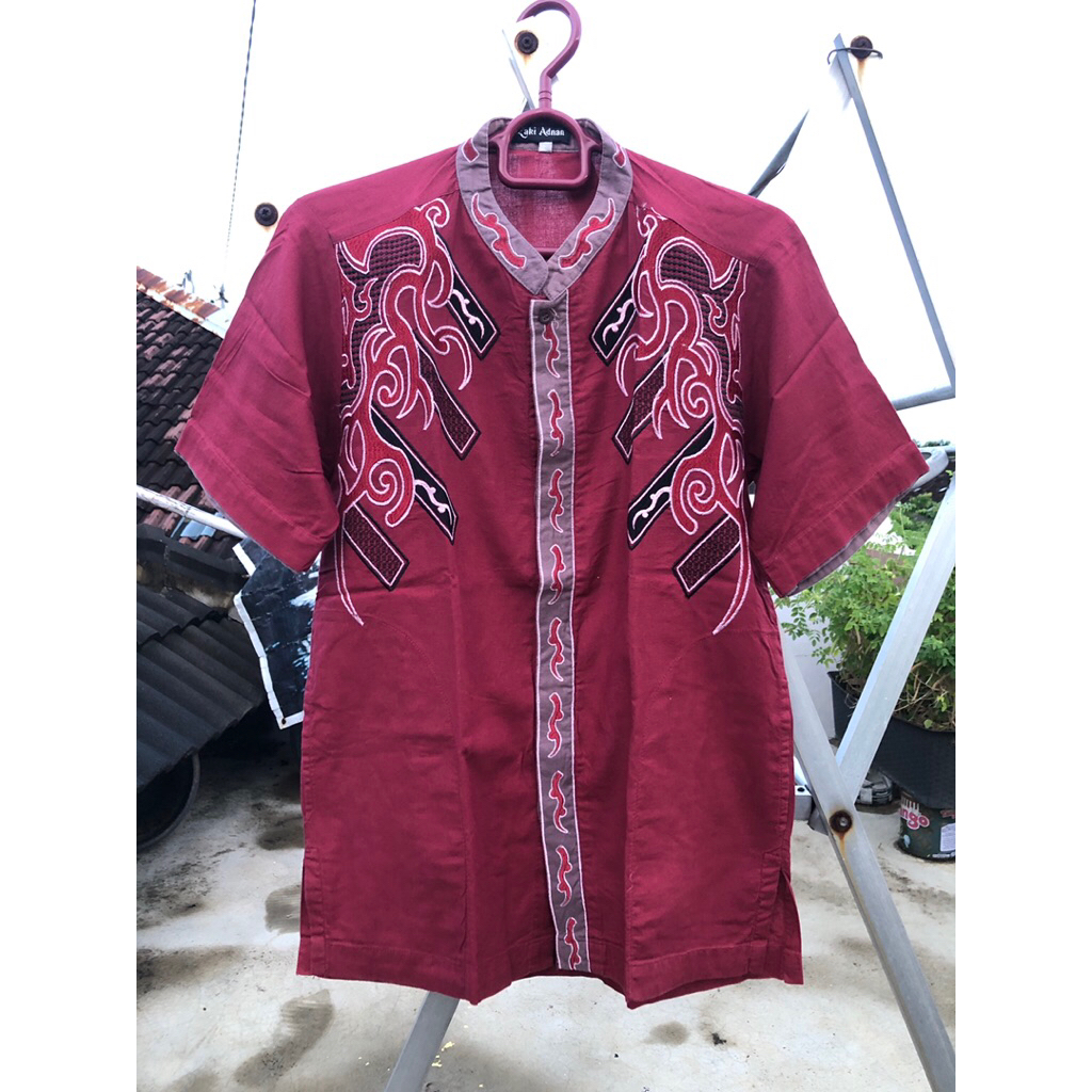Kemeja Koko Zaki Adnan Lengan Pendek Preloved kemeja muslim kerah sanghai Preloved kemeja koko kerah