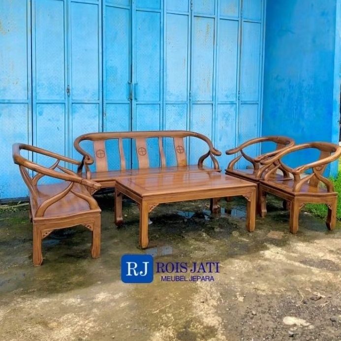 Set Kursi Tamu Hongkong Taici Tanduk Kayu jati Solid