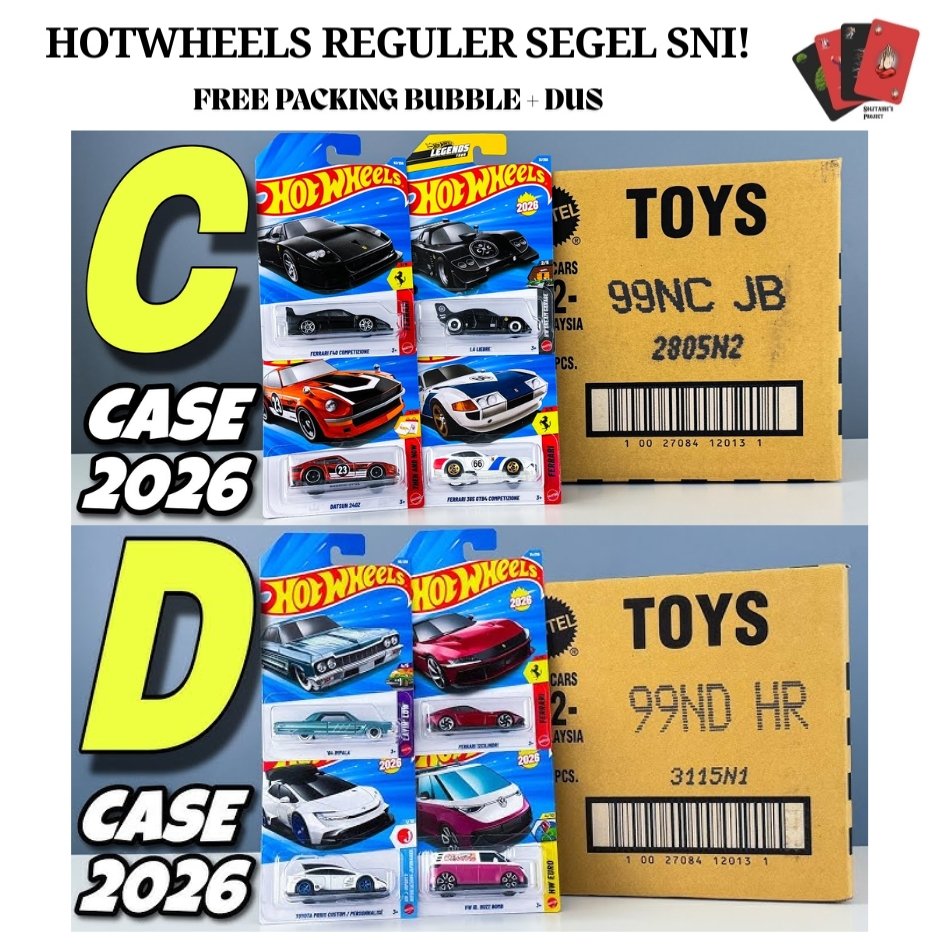 Hot Wheels Hotwheels Diecast Karton Kartonan Dus Segel SNI 72 Pcs Lot A B C D E F G H J K L M N P Q