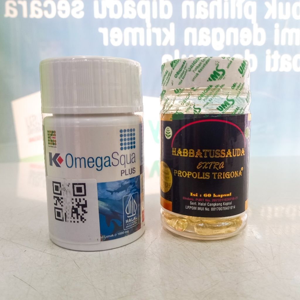 K Omega Squa Plus - Omega 3 K-link Fish Oil Suplemen Vitamin Tubuh - 30 Softgel Gratis Habbatusauda 