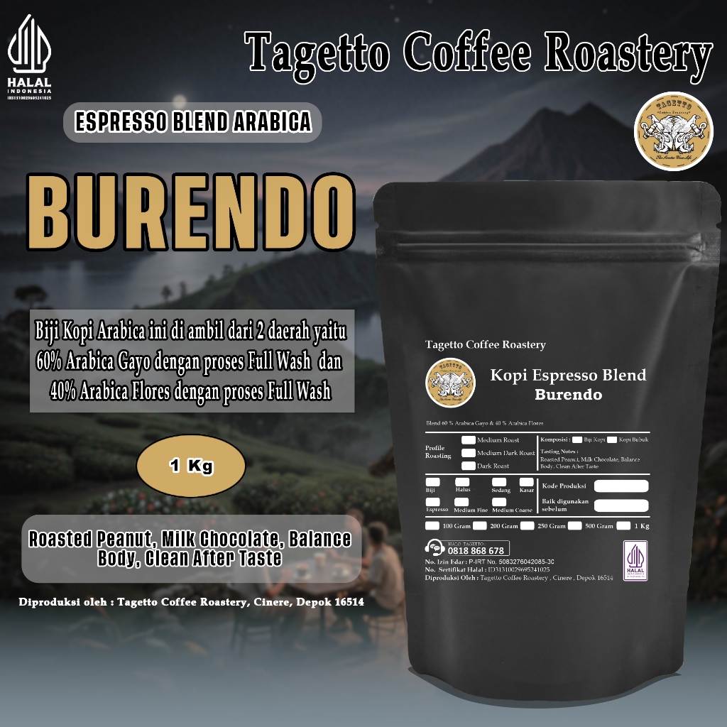 Biji Kopi Espresso Blend Arabika 1 Kg dan Bubuk Kopi Arabika 1 Kg