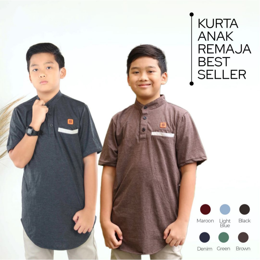 Kurta Rayan - Koko Kurta Anak Kancing Baju Laki Laki Muslim Anak Usia 10 -18 Tahun / Baju Koko Anak 