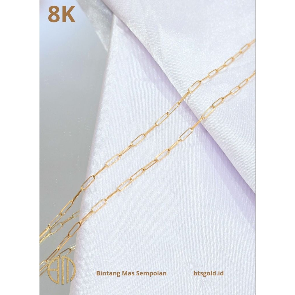 Kalung Paper Clip Dewasa Emas Asli