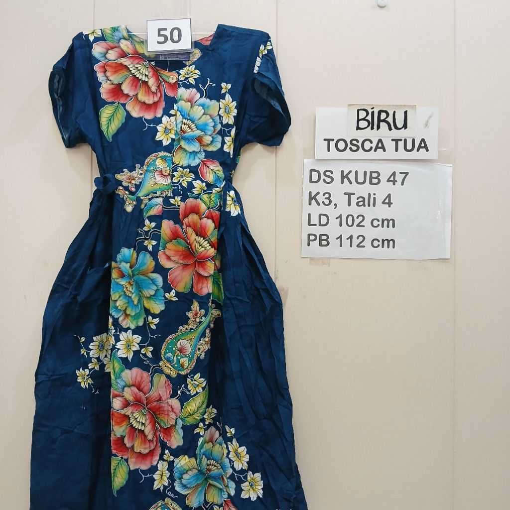 DS KUB 47 Daster batik kencana ungu tali 4 label biru asli ld 100cm busui