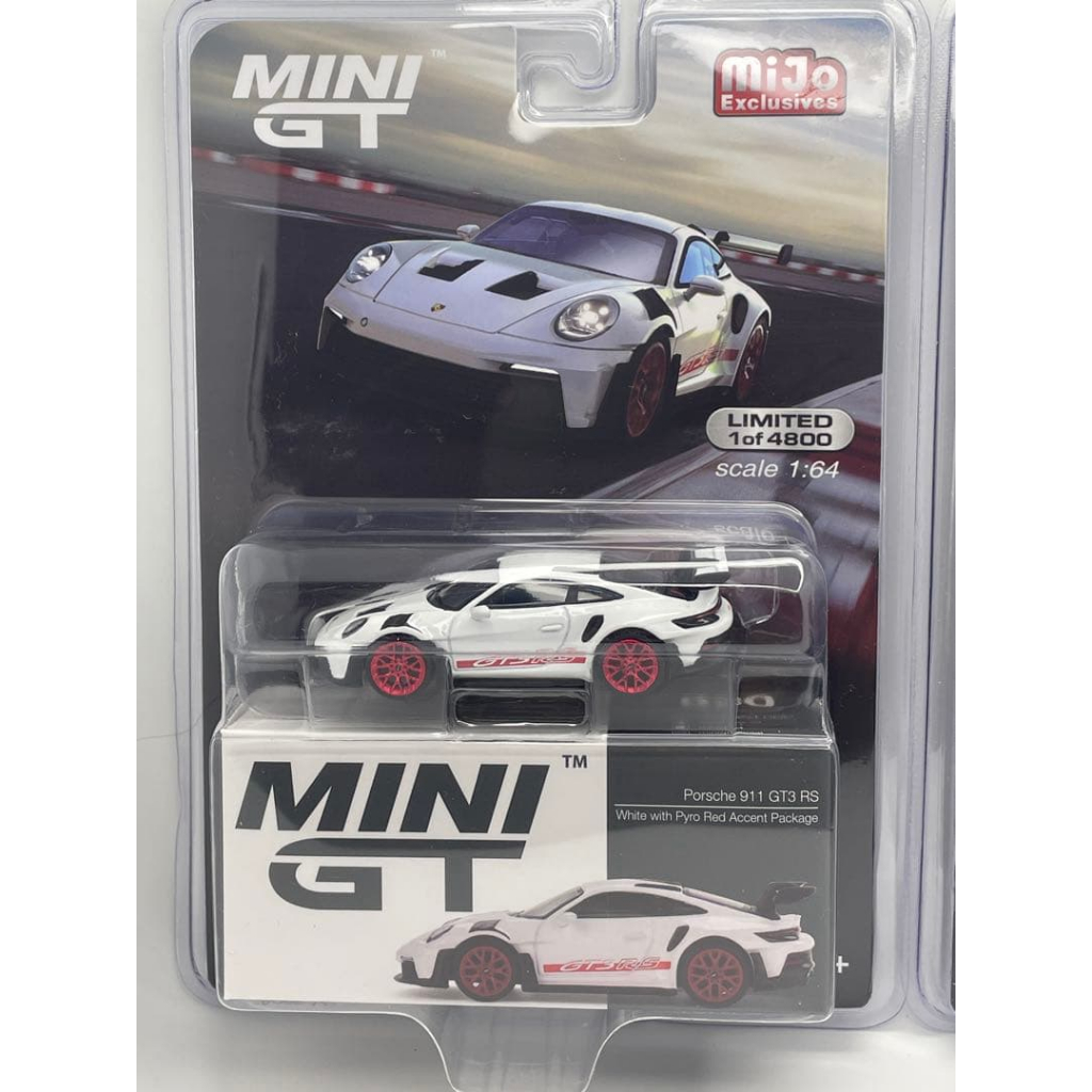 Mini GT 630 Porsche 911 (992) GT3 RS White with Pyro Red
