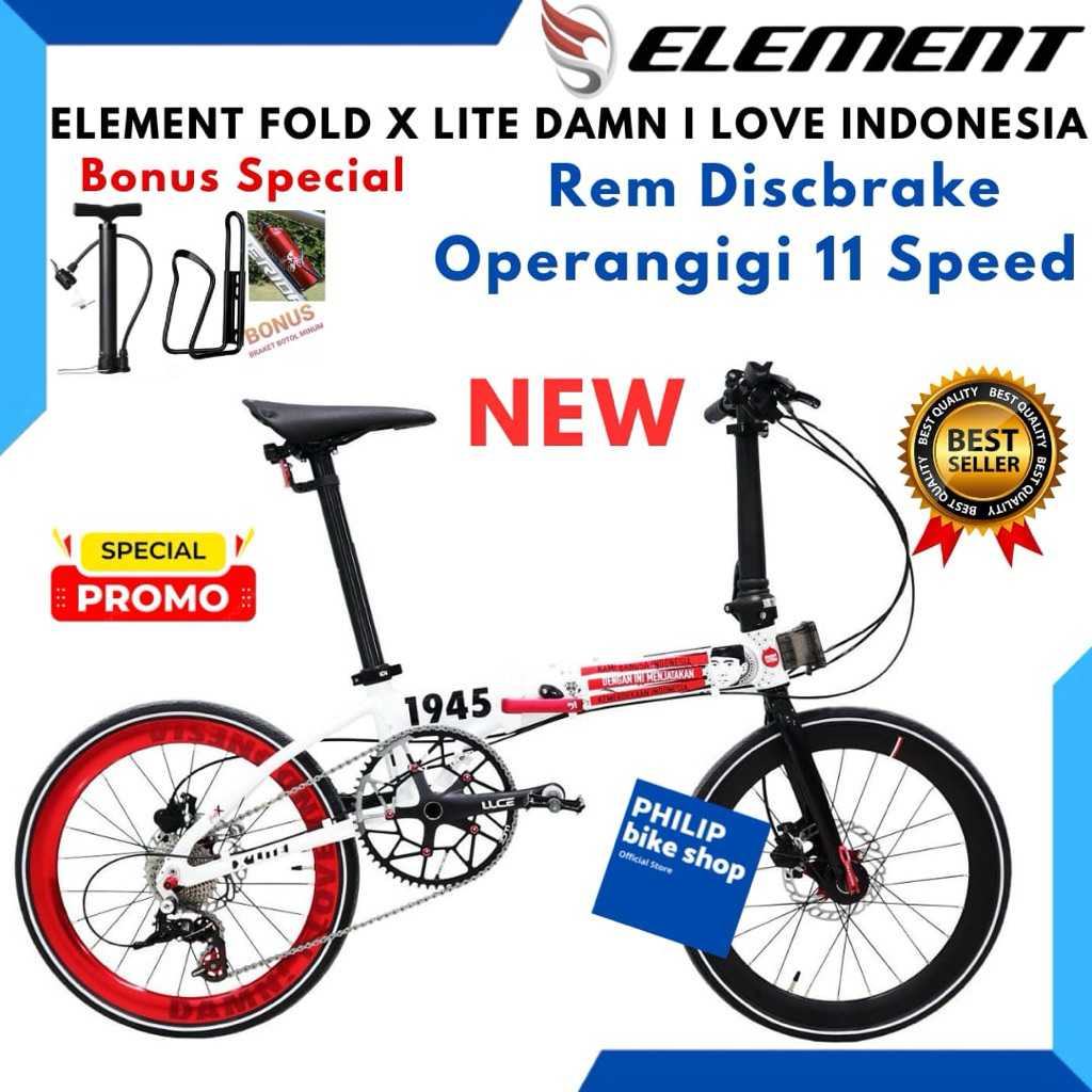 Sepeda Lipat 20 Element FOLDX X-LITE DAMN I LOVE INDONESIA New