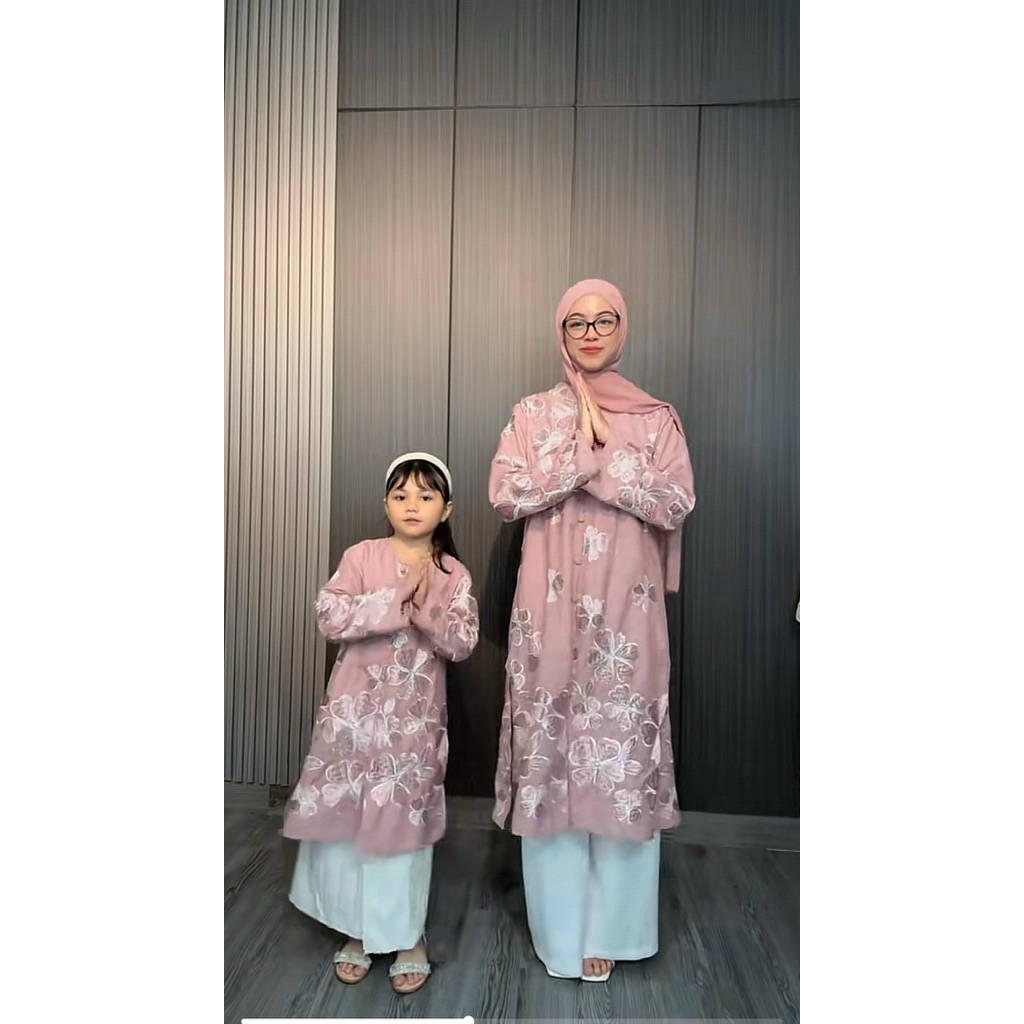 Rania Tunik Set Celana Bahan Katun Bordir Couple Anak