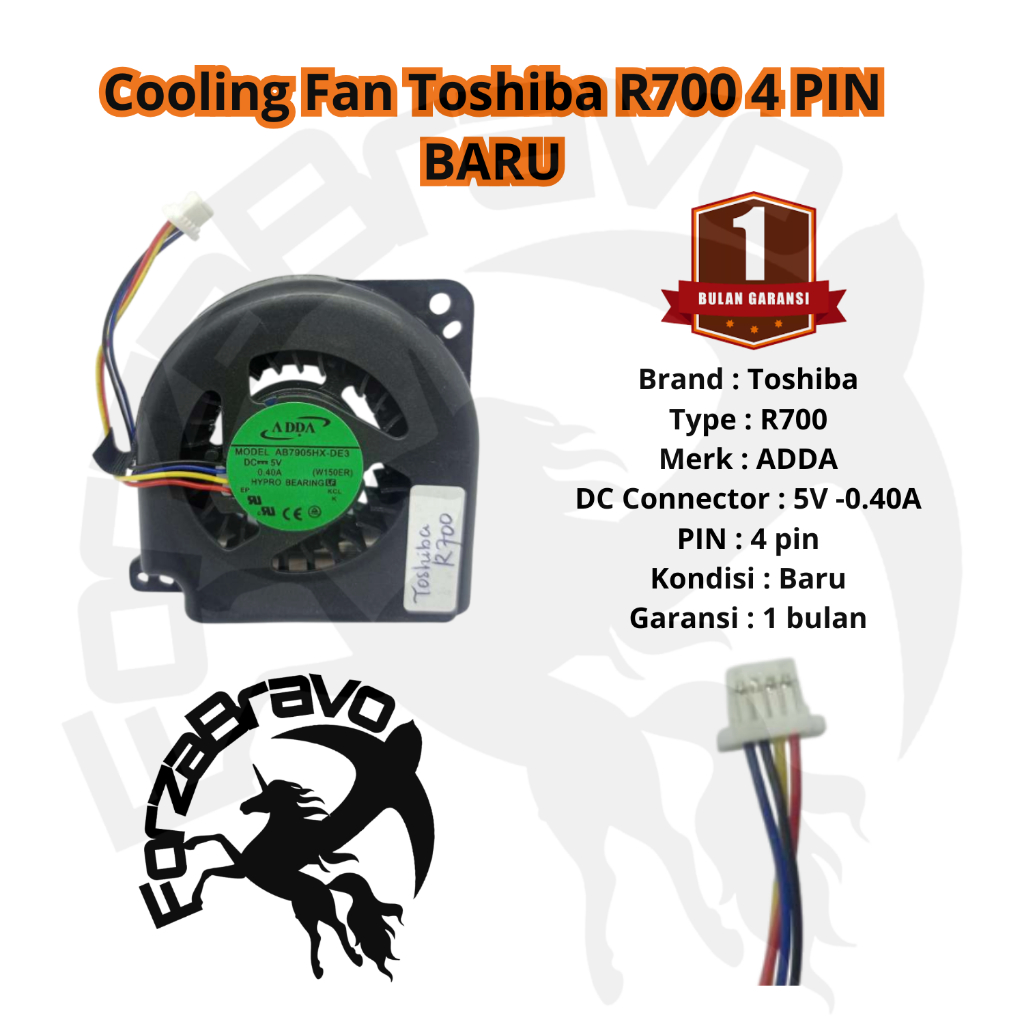Toshiba Kipas Pendingin untuk Portege R700-ST1300 R700-ST1303 R705 Series 4 PIN Model AB7905HX-DE3DC