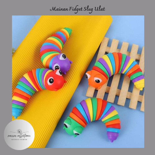Mainan Fidget Slug Ulat Rainbow