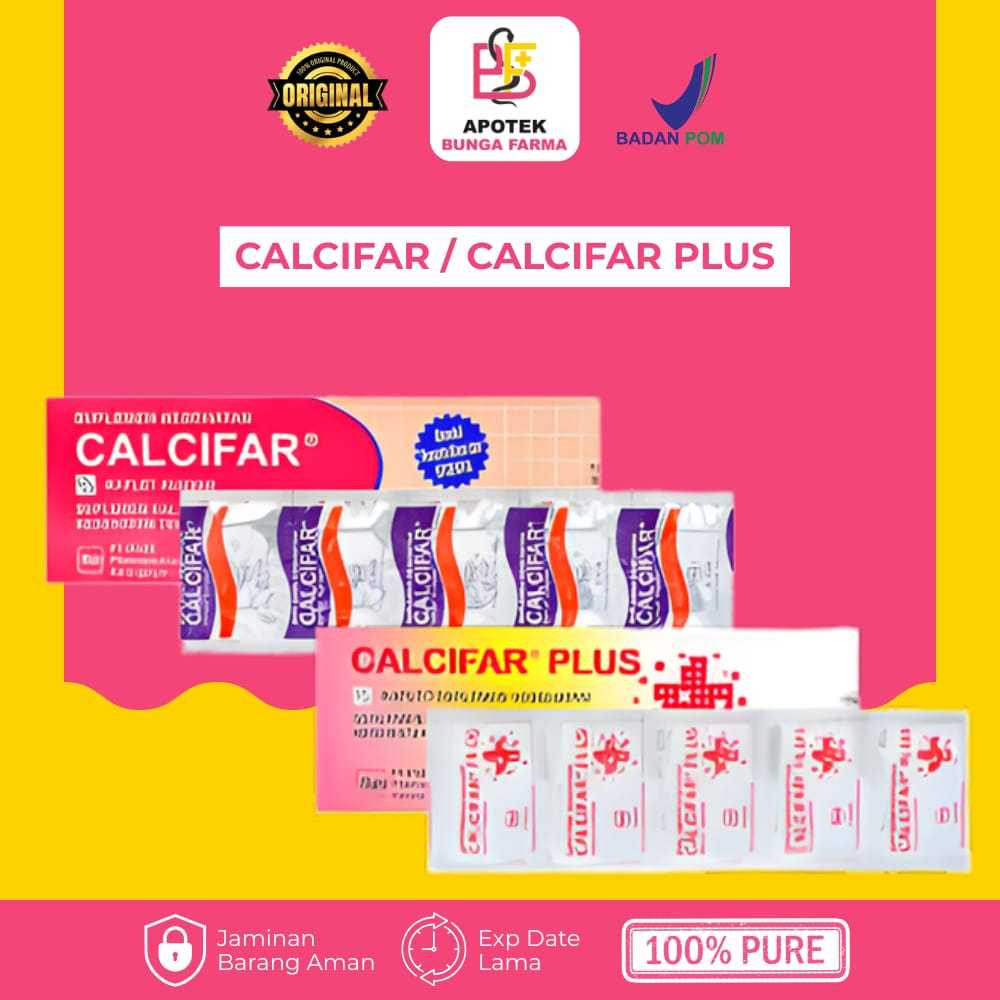 Calcifar / Calcifar Plus - Suplemen Kalsium & Kunyah - Vitamin Tulang - Kemasan Strip