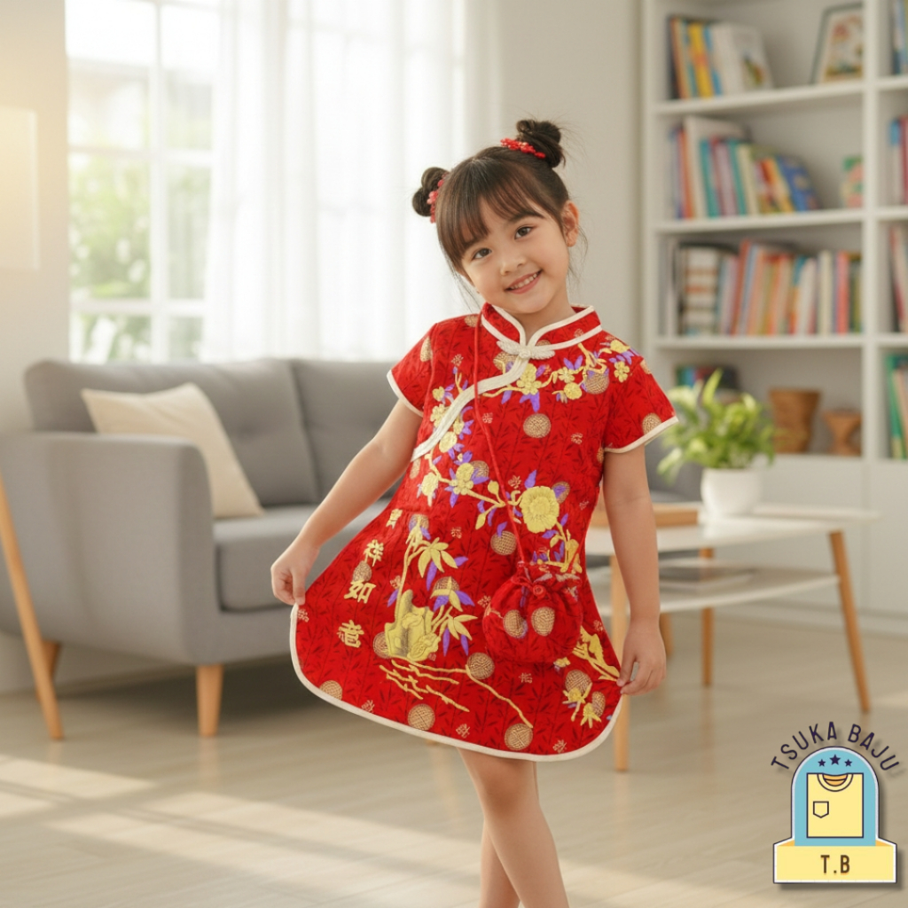 BAJU CINA Dress Terusan Anak Perempuan CHEONGSAM IMLEK