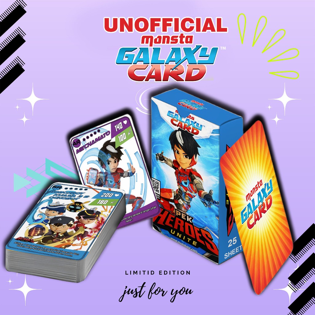 HOMEMADE KARTU/KAD PEK HEROES UNITE BOBOIBOY MONSTA GALAXY CARD (MGC) PREMIUM 25 SHEET