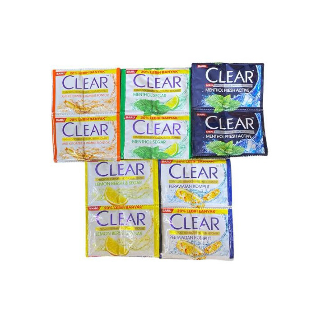 SAMPO CLEAR 12 Sachet - Anti Ketombe, Rambut Sehat, Aroma Menthol