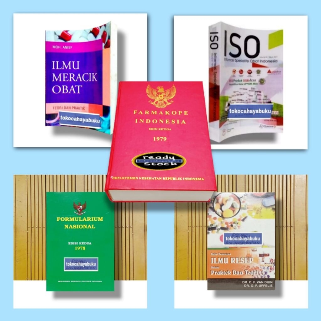 PAKET 5  BUKU FARMASI, FARMAKOPE INDONESIA ( FI 3 ) , ISO Ed 53, 2021 , IMO, FORNAS, ILMU RESEP VAN 