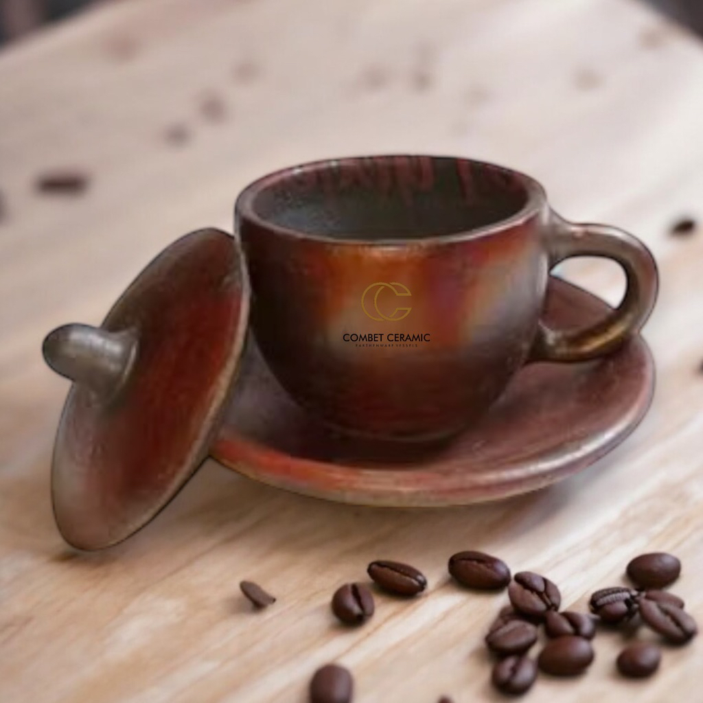 Cangkir Teh/Kopi Set Gerabah Tanah Liat - Cangkir Poci Set Gerabah Tanah Liat Gerabah Tanah Liat