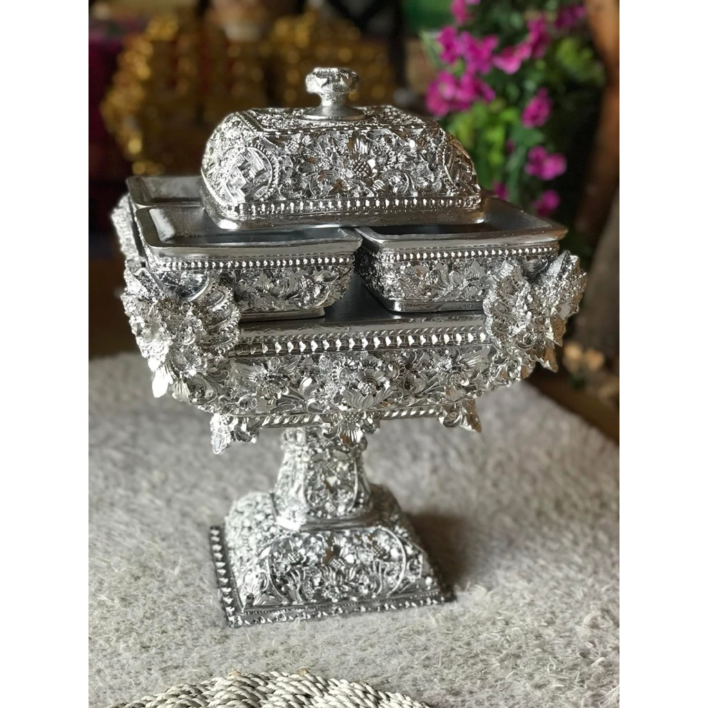 Dulang Prani 32 cm Warna Silver | Dulang Adat Elegan | Perlengkapan Upacara