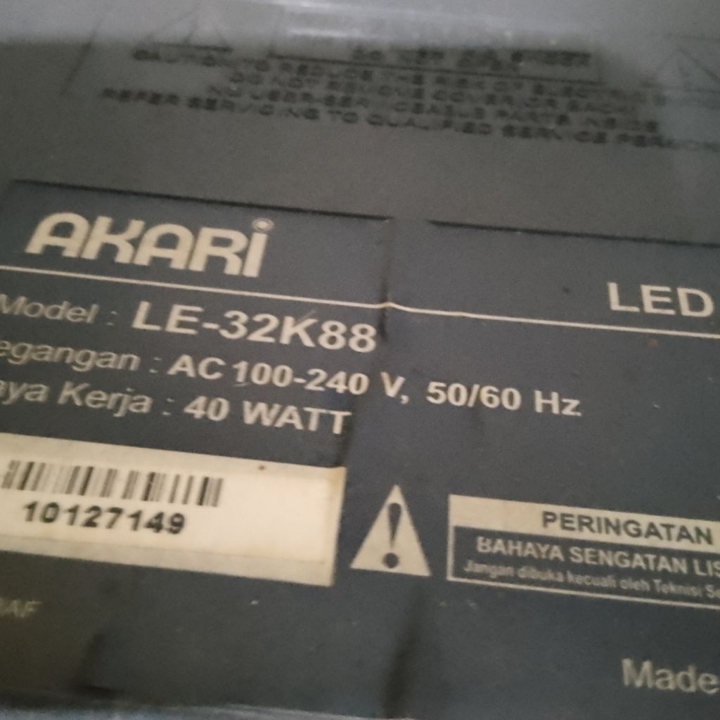 MB tv led Akari LE32K88 normal minus layar