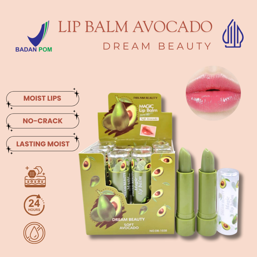 ECER LIP BALM MAGIC DREAM BEAUTY AVOCADO PEACH SODA LIP BAM BPOM