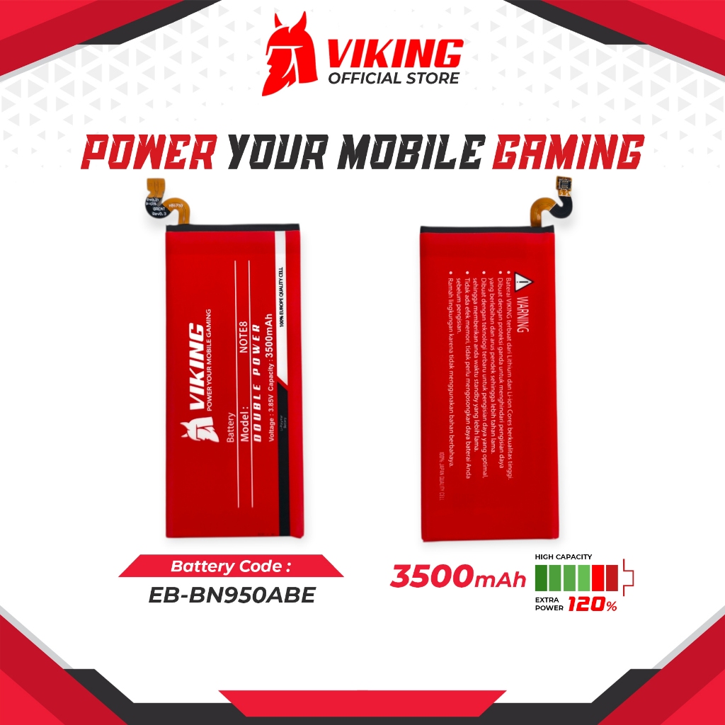 VIKING Baterai EB-BN950ABE Double Power for Samsung Galaxy Note 8 N950 N950F N9500 Ori Batre Batrai 