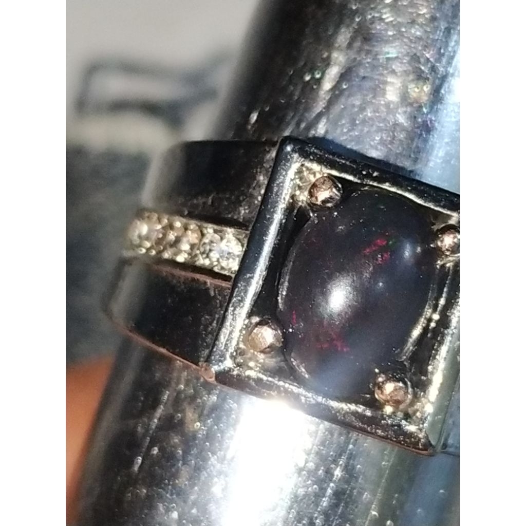 Kalimaya Black Opal Solid Ring 8