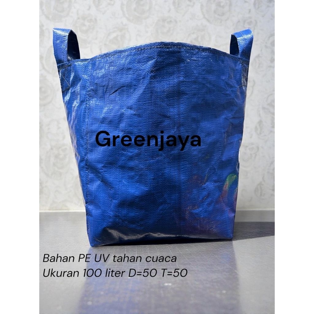 Planter bag biru 100 liter premium bahan PE uv