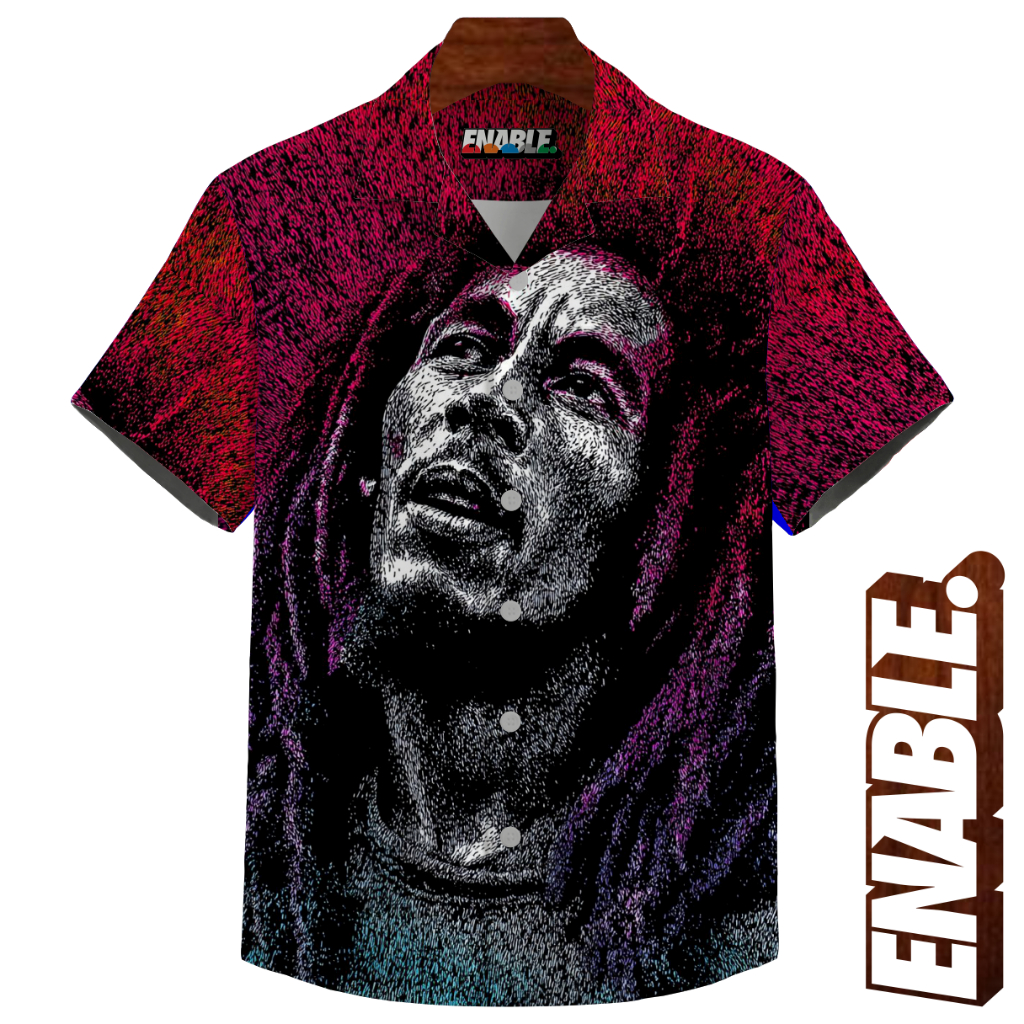 ENABLE CLOTHES - Kemeja Fullprint Premium Motif Pria Reggae Style (KEMEJA CASUAL BAHAN KATUN MIKRO)