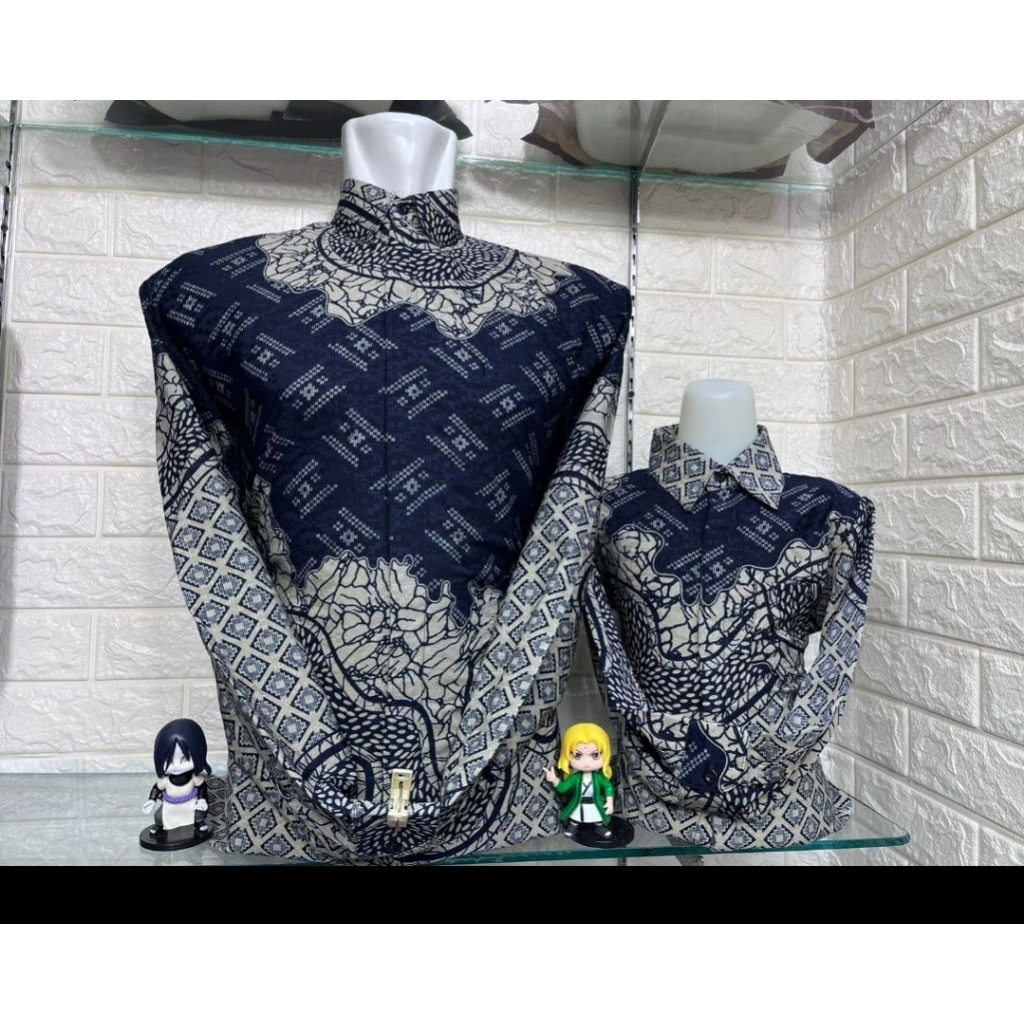 baju batik couple navy cream