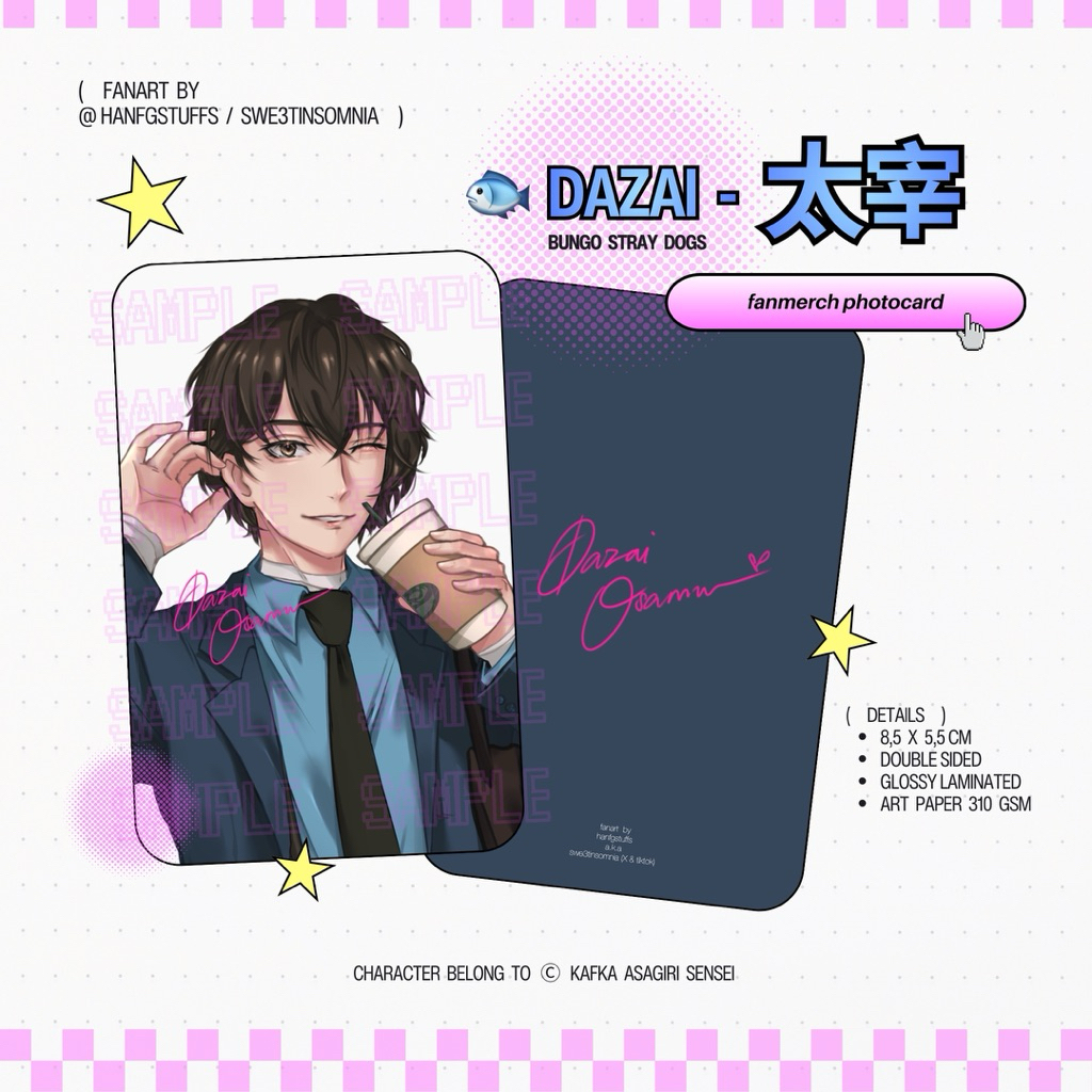 [hanfgstuffs] Dazai Osamu bungo stray dogs / bsd - Photocard fanmerch