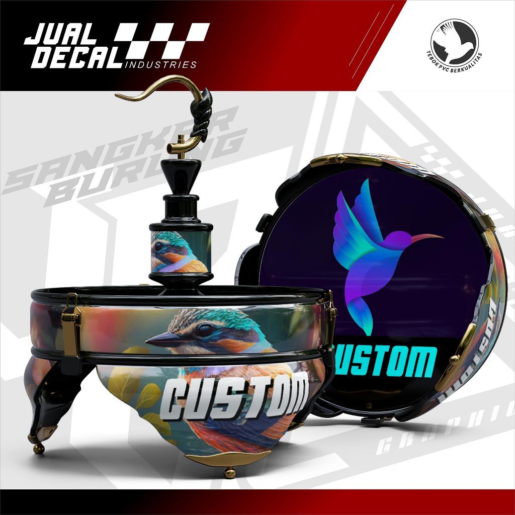 Stiker Tebok Lovebird Pleci Helopet CUSTOM Decal Sangkar Burung Variasi